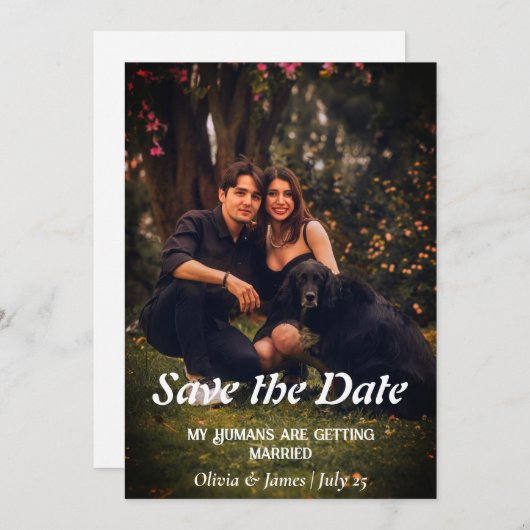 Hunde Hochzeit Foto Save the Date Einladung Karte (Vorne/Hinten)