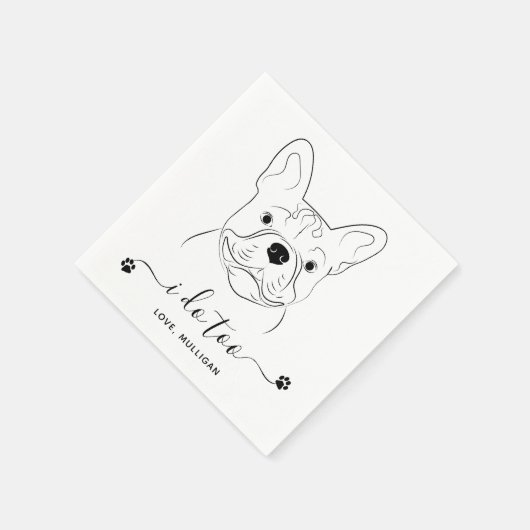 Hunde Hochzeit Ich tue zu personalisieren Französi Serviette (Ecke)