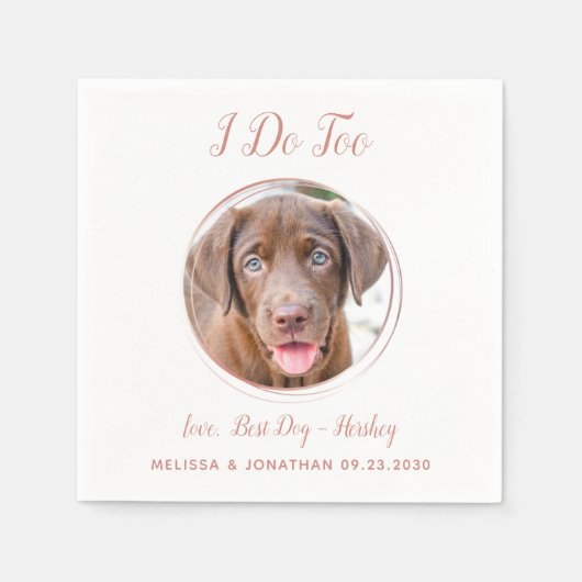 Hunde Hochzeit Moderne ich tue zu Rose Gold Pet Fo Serviette (Vorderseite)