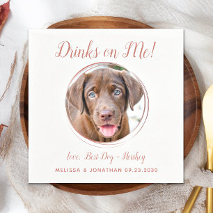 Hunde Hochzeit Moderne Rose Gold personalisieren B Serviette