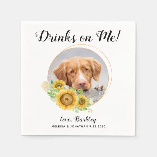 Hunde Hochzeit Personalisiert Cocktail Bar Serviette (Vorderseite)