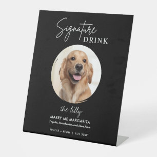 Hunde-Hochzeits-Signature-Drinks-Podest-Schild Sockelschild