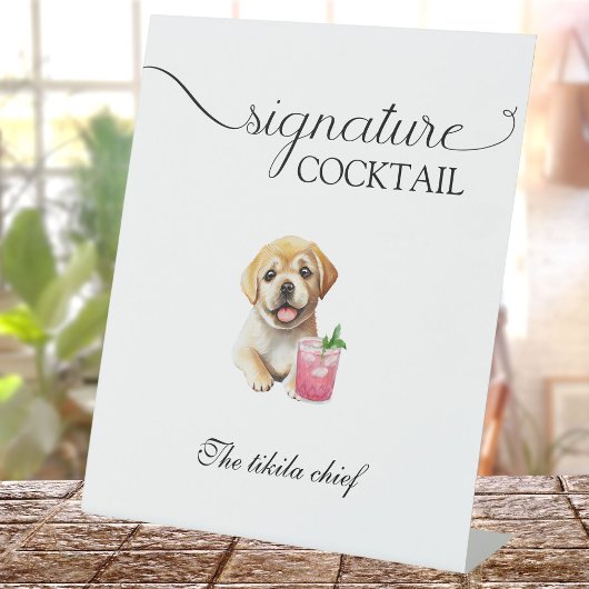 Hunde-Hochzeitsignatur Drinks Begleiter-Bar-Schild Sockelschild