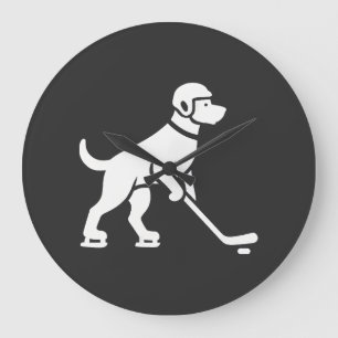 Hunde-Hockeyspieler-Silhouette  Große Wanduhr