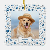 Hunde Holiday Niedlich Paw druckt Personalisiertes Keramikornament (Vorderseite)