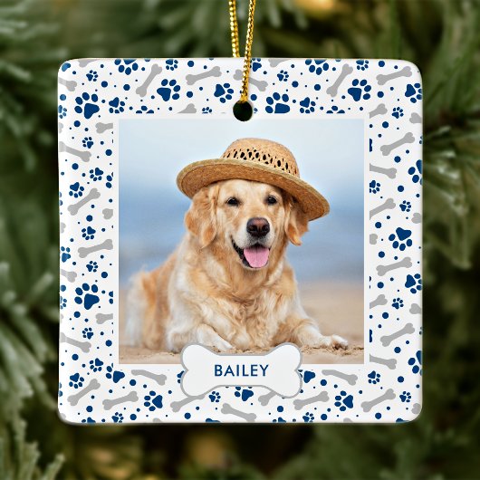 Hunde Holiday Niedlich Paw druckt Personalisiertes Keramikornament
