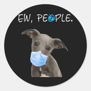 Hunde Hund Ew Leute tragen eine Gesichtsmaske Runder Aufkleber
