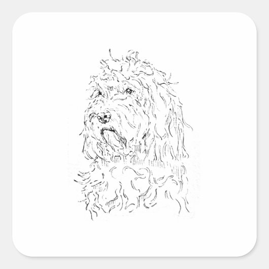 Hunde-Illustration, süße Cockapoo-Kunst Quadratischer Aufkleber (Vorderseite)