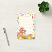 Hunde-Illustration Süße Frühlingsblumen Floral Wei Post-it Klebezettel (Büro)