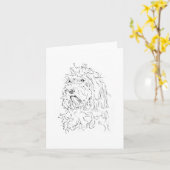Hunde-Illustration, süße Kunst Cockapoo Karte (Gelbe Blume)