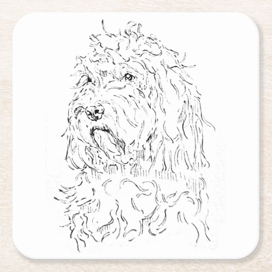 Hunde-Illustration, süße Kunst Cockapoo Rechteckiger Pappuntersetzer (Vorderseite)