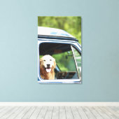 Hunde im Auto Leinwanddruck (Insitu (Holzboden))