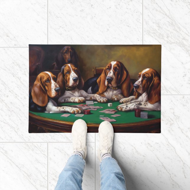 Hunde im Basset Hound Poker Art Fußmatte (Indoor)