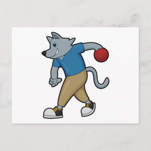 Hunde im Bowling mit Bowlingball Postkarte (Vorderseite)