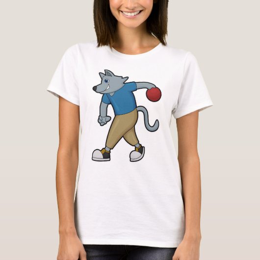 Hunde im Bowling mit Bowlingball T-Shirt (Vorderseite)