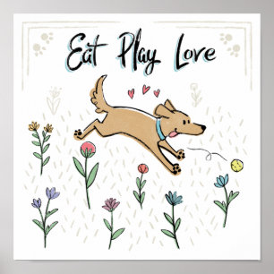 Hunde im Garten II   essen Spiel-Liebe Poster