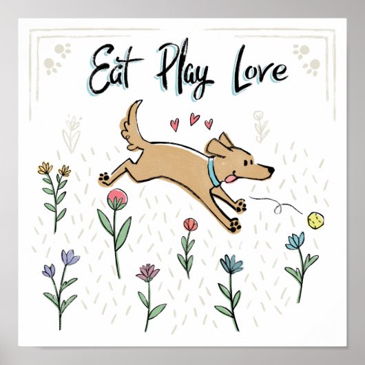 Hunde im Garten II | Liebe zum Spielen essen Poster (Vorne)