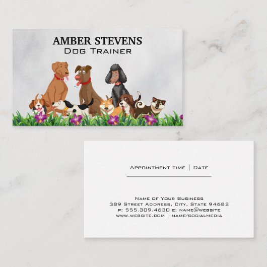 Hunde im Garten Visitenkarte (Vorne/Hinten)