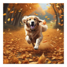 Hunde im Herbst führen Kunstdrucken, Naturkunst
