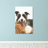 Hunde im Korb 2 Leinwanddruck (Insitu (Holzboden))