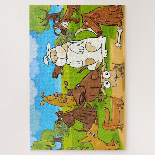 Hunde im Park Puzzle (Vertikal)
