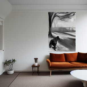 Hunde im Park Schwarz-Weiß Kunst-Poster Poster