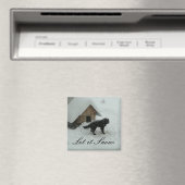 Hunde im Schnee bei Hundehütte Magnet (In Situ (Geschirrspüler))