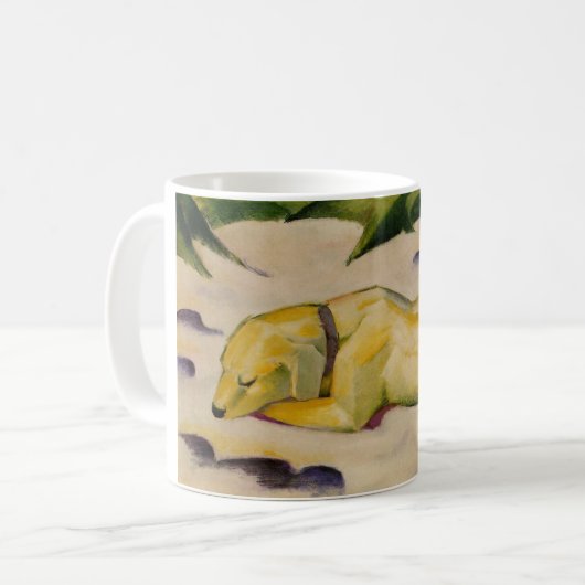 Hunde im Schnee liegen (von Franz Marc) Kaffeetasse (Vorderseite Links)