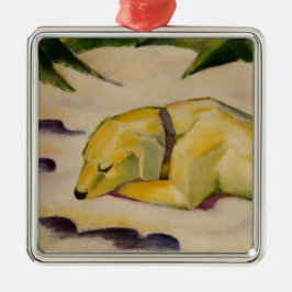 Hunde im Schnee liegen (von Franz Marc) Ornament Aus Metall