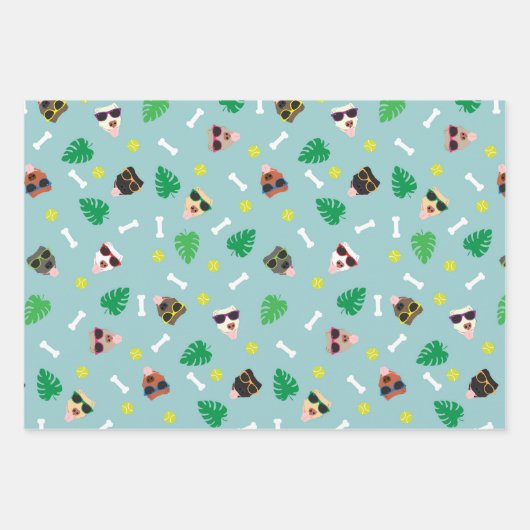 Hunde im Urlaub Geschenkpapier Set (Vorderseite)