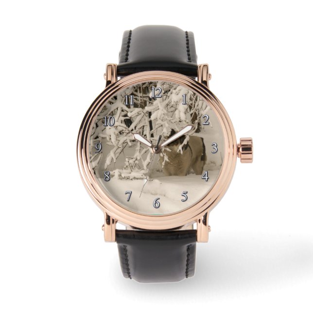 Hunde im Winter Armbanduhr (Vorderseite)