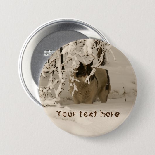Hunde im Winter Button (Vorne & Hinten)