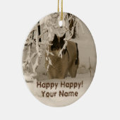 Hunde im Winter Keramik Ornament (Rechts)