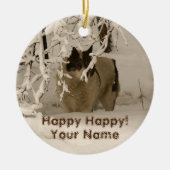 Hunde im Winter Keramik Ornament (Vorne)