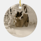 Hunde im Winter Keramik Ornament (Hinten)