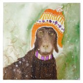 Hunde im Winter Keramik Tile (6" Quadrat) Fliese (Vorderseite)