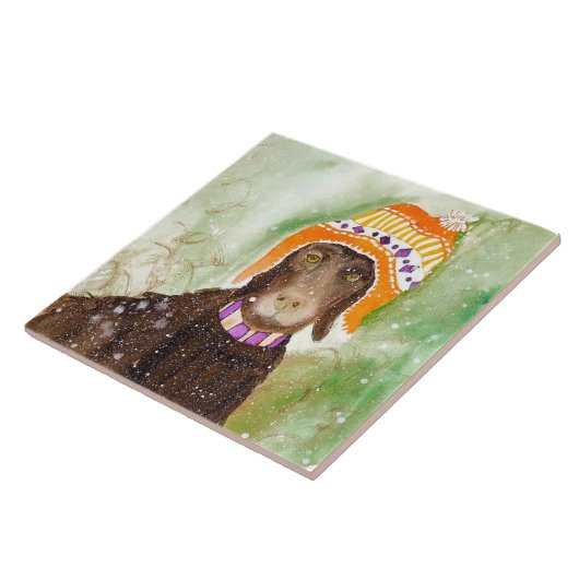 Hunde im Winter Keramik Tile (6" Quadrat) Fliese (Seite)