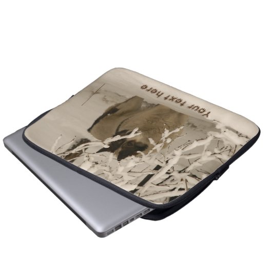 Hunde im Winter Laptopschutzhülle (Vorne Knopf)