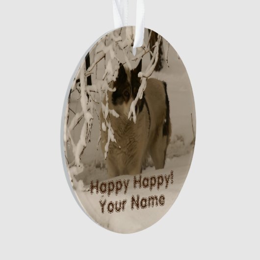 Hunde im Winter Ornament (Vorderseite)