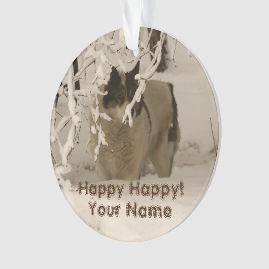 Hunde im Winter Ornament (Vorderseite)