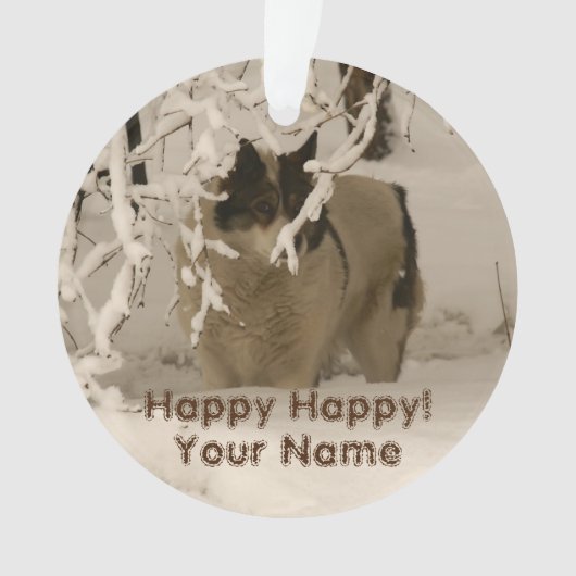 Hunde im Winter Ornament (Vorderseite)