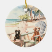 Hunde in Adirondack Stühle Pastel Beach Szene Keramik Ornament (Vorne)