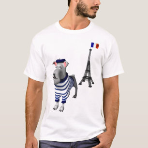 Hunde in Beret vor dem Eiffelturm T-Shirt