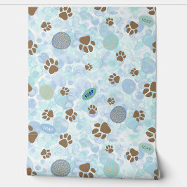 Hunde in Blase mit Seife und Schwamm waschen Tapete