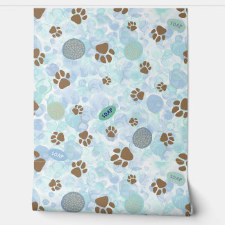 Hunde in Blase mit Seife und Schwamm waschen Tapete