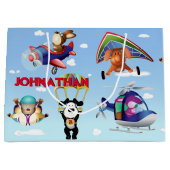 Hunde in der Luftfahrt personalisieren Große Geschenktüte (Vorderseite)