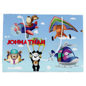 Hunde in der Luftfahrt personalisieren Große Geschenktüte (Rückseite)