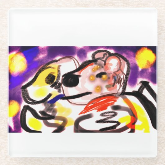 Hunde in der Nacht Glasuntersetzer (Vorderseite)