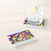 Hunde in der Nacht Glasuntersetzer (Schrägansicht)