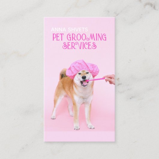 Hunde in Duschhauben Visitenkarte (Vorderseite)